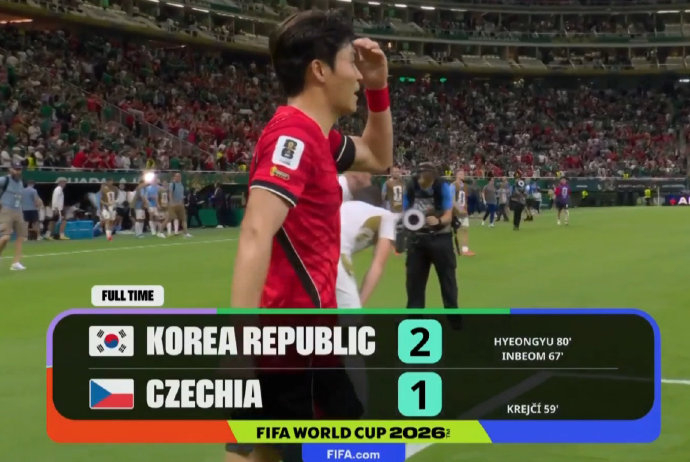 韩国2-1逆转捷克 技术流完胜高空猛男